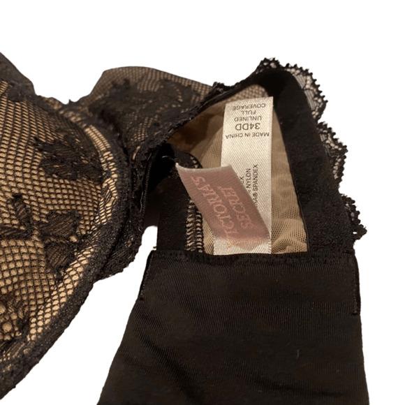 Victoria Secret Unlined Full Coverage Bra Black Lace 34DD - Picture 3 of 3